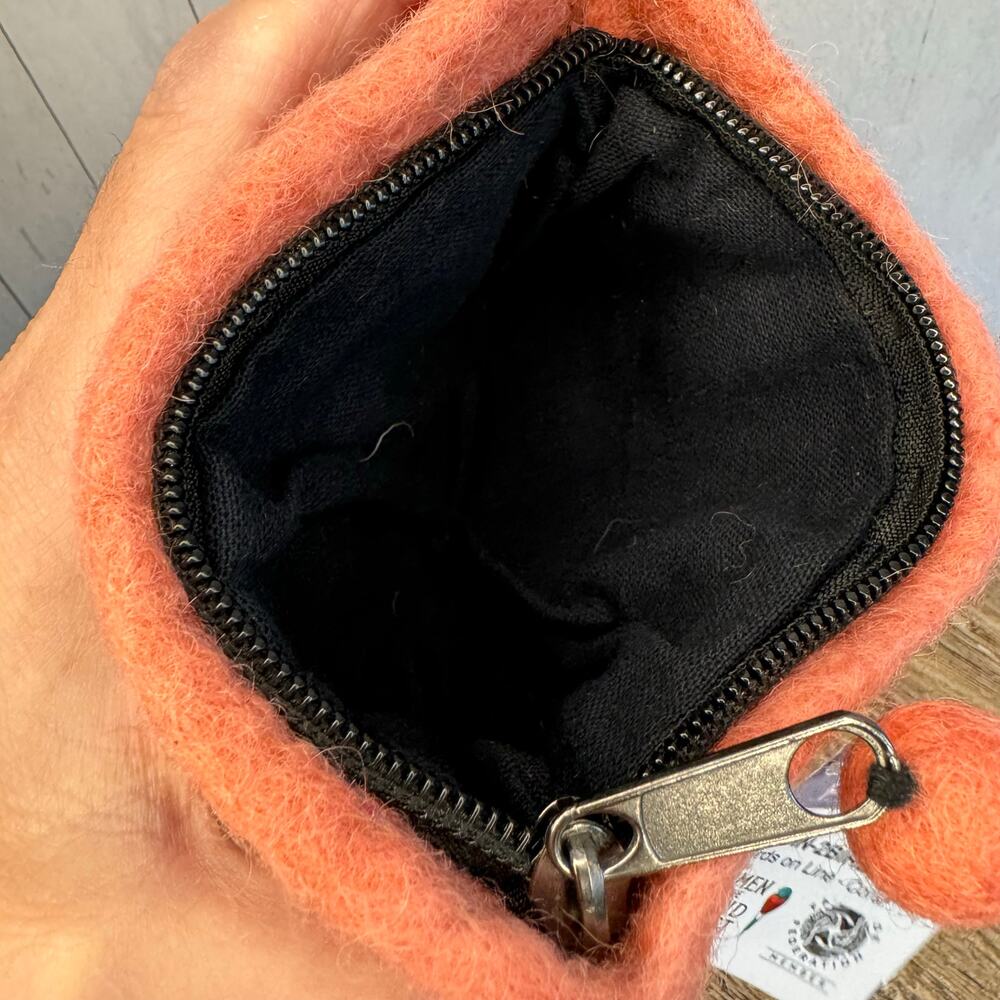 Coral Pink Felted Wool Wallet Pouch Blue Pink Coral Makeup Bag New FAST SHIP - Picture 5 of 6